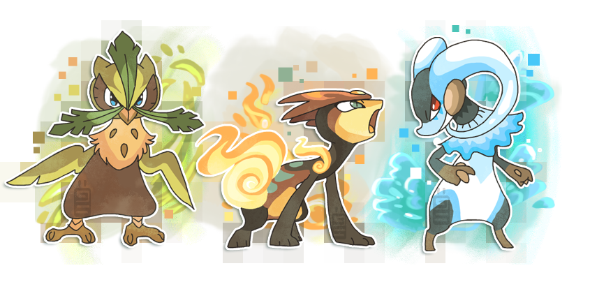 fakemon_starters_second_evolution_by_griffsnuff-d61qft4.png