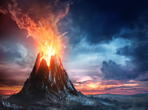 volcanic-mountain-in-eruption-picture-id670551650
