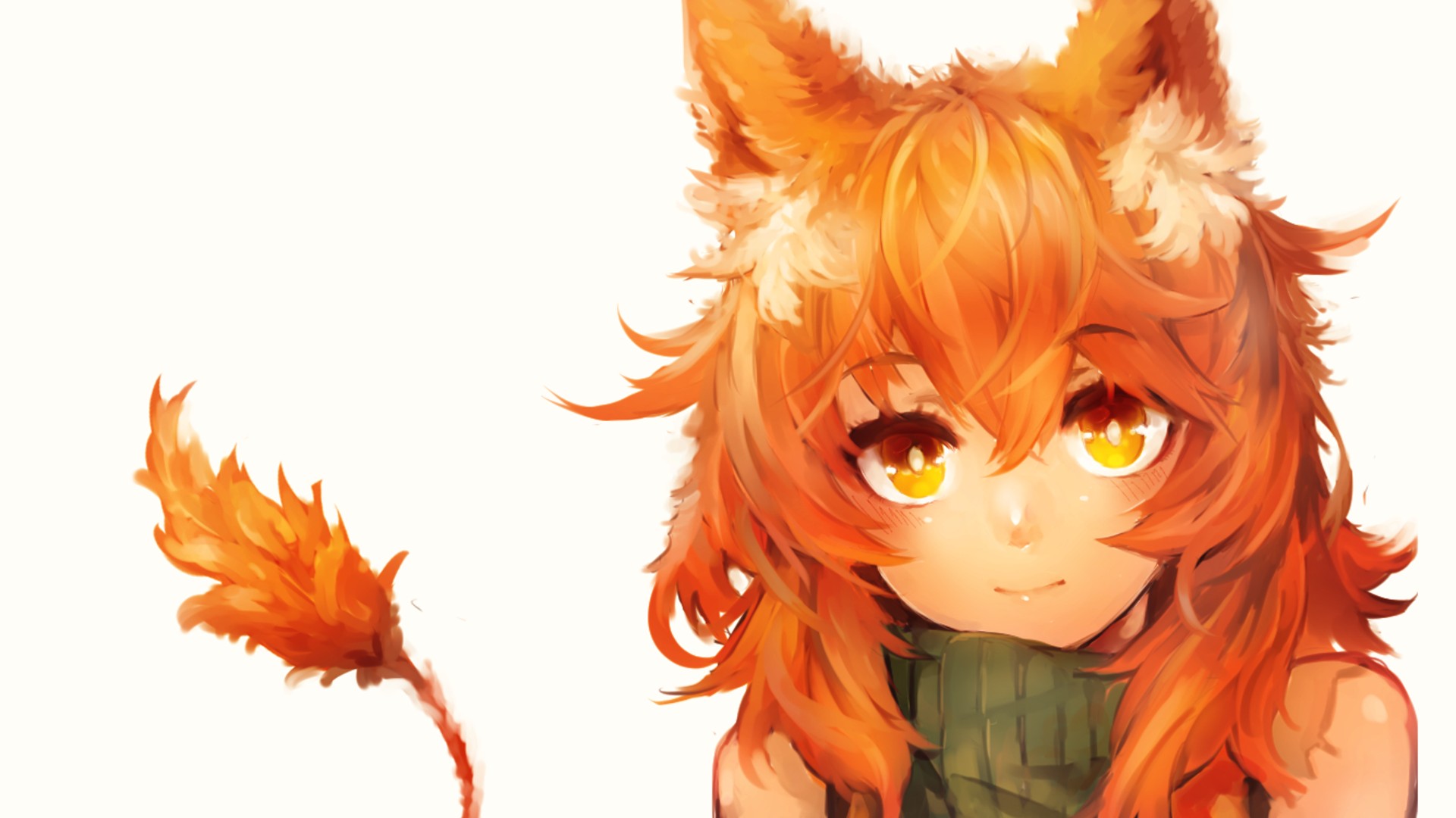 anime, Fox girl, Orange eyes, Orange hair Wallpapers HD / Desktop ...